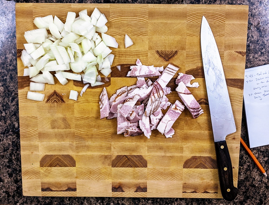 Diced onion and bacon